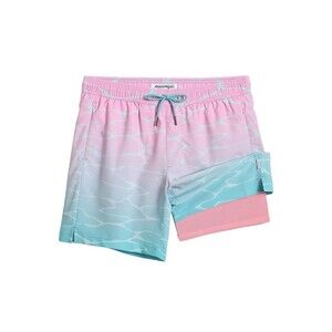 maamgic Men's Swim Shorts M Pink Blue Compression Liner Drawstring
